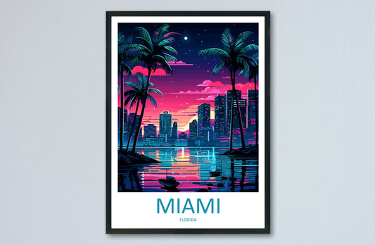 Miami Travel Print Wall Art Miami Wall Hanging Home Décor Miami Gift Art Lovers Florida Art Lover Gift Florida Print