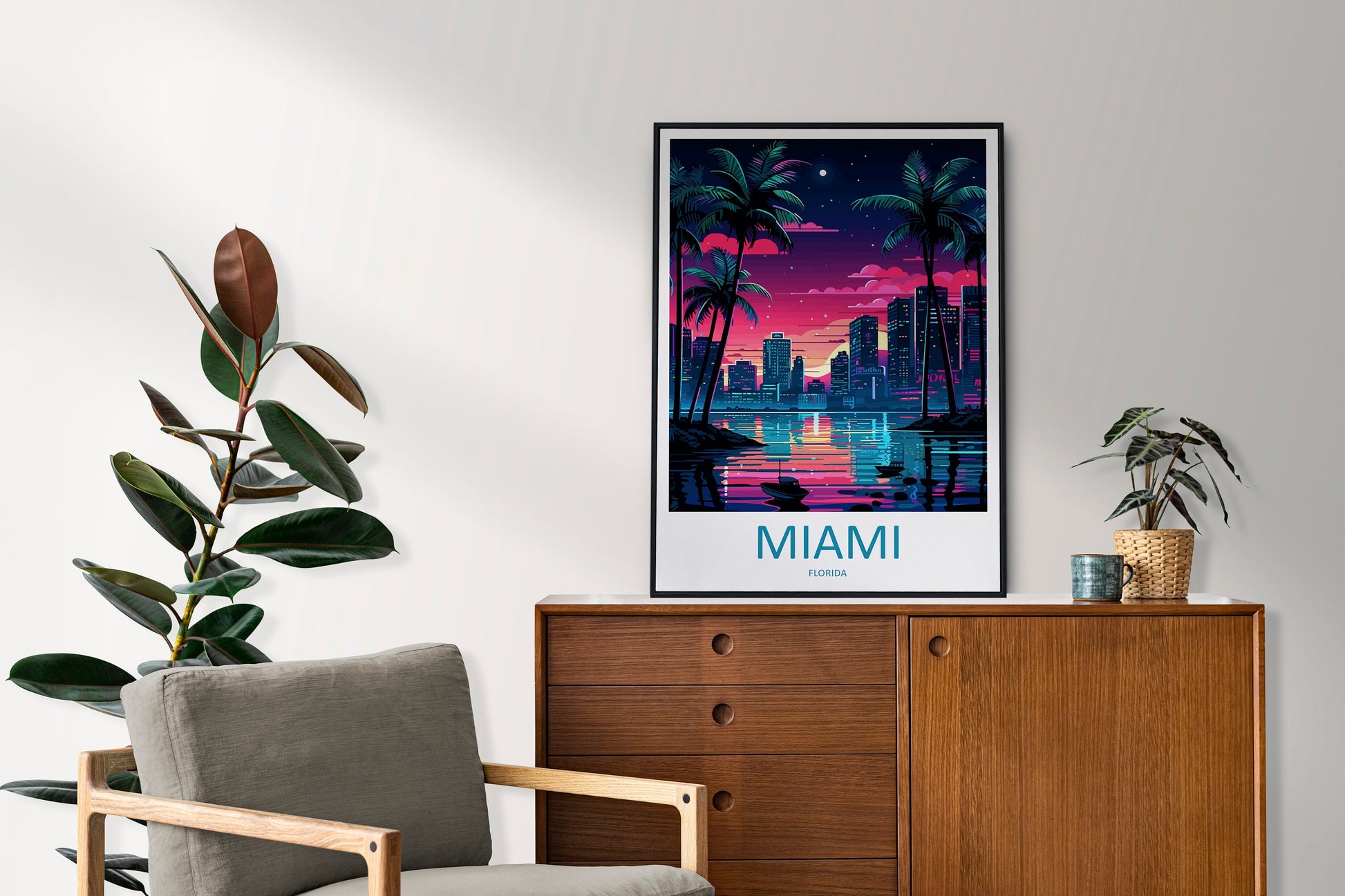 Miami Travel Print Wall Art Miami Wall Hanging Home Décor Miami Gift Art Lovers Florida Art Lover Gift Florida Print
