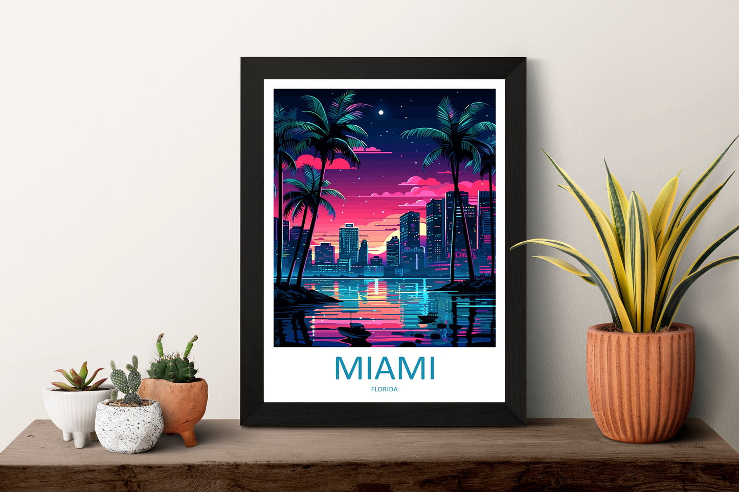 Miami Travel Print Wall Art Miami Wall Hanging Home Décor Miami Gift Art Lovers Florida Art Lover Gift Florida Print