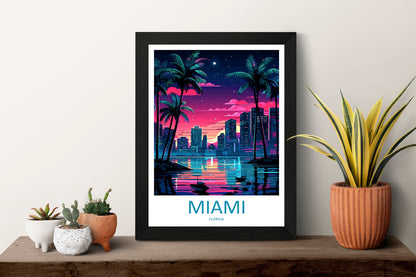 Miami Travel Print Wall Art Miami Wall Hanging Home Décor Miami Gift Art Lovers Florida Art Lover Gift Florida Print