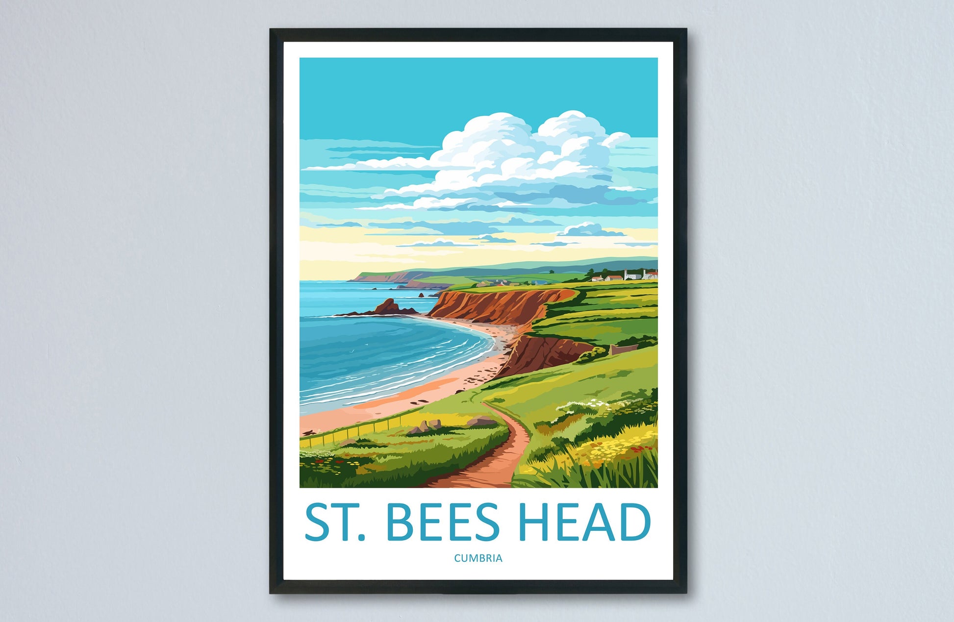 St Bees Head Travel Print Wall Art St Bees Head Wall Hanging Home Décor St Bees Head Gift Art Lovers Cumbria Art Lover Gift St Bees Head