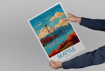 Seattle Travel Print Wall Art Seattle Wall Hanging Home Décor Seattle Gift Art Lovers Washington DC Art Lover Gift Washington DC Travel Art