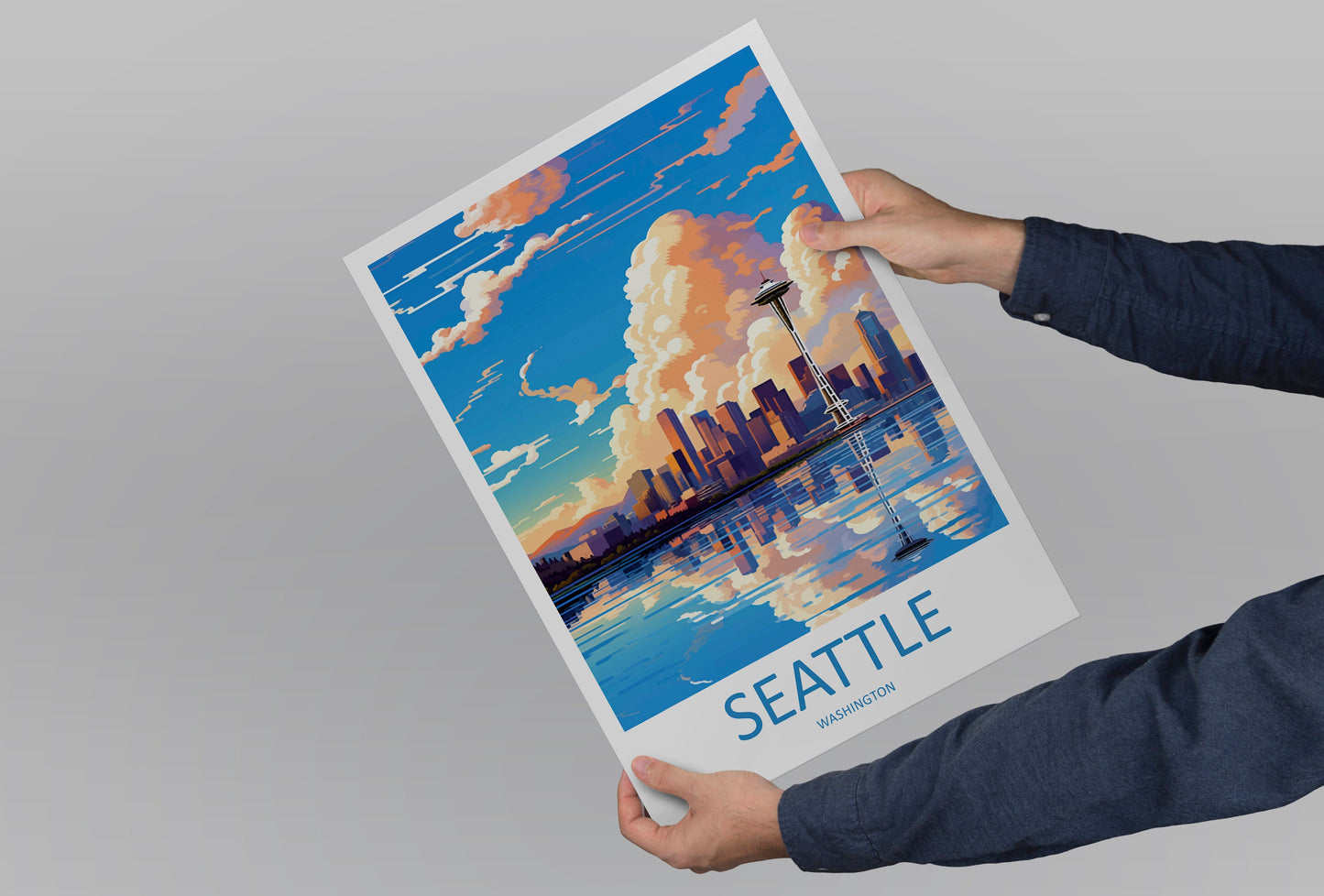 Seattle Travel Print Wall Art Seattle Wall Hanging Home Décor Seattle Gift Art Lovers Washington DC Art Lover Gift Washington DC Travel Art
