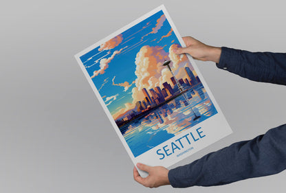 Seattle Travel Print Wall Art Seattle Wall Hanging Home Décor Seattle Gift Art Lovers Washington DC Art Lover Gift Washington DC Travel Art