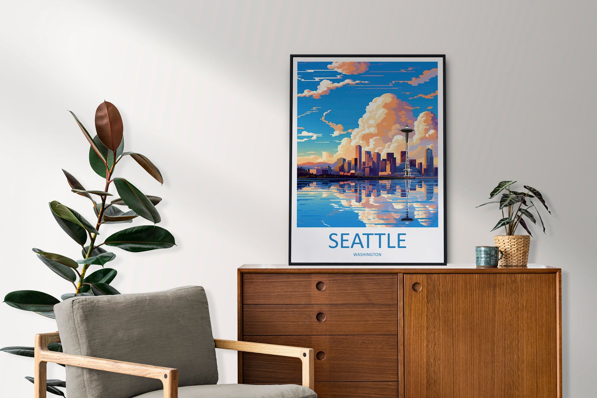 Seattle Travel Print Wall Art Seattle Wall Hanging Home Décor Seattle Gift Art Lovers Washington DC Art Lover Gift Washington DC Travel Art