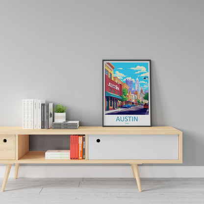 Austin Travel Print Wall Art Austin Wall Hanging Home Décor Austin Gift Art Lovers Texas Art Lover Gift Texas Travel Poster Artwork