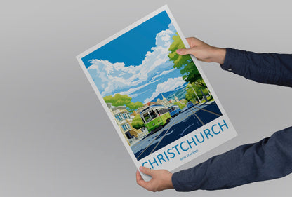 Christchurch Travel Print Wall Art Christchurch Wall Hanging Home Décor Christchurch Gift Art Lovers New Zealand Art Lover Gift