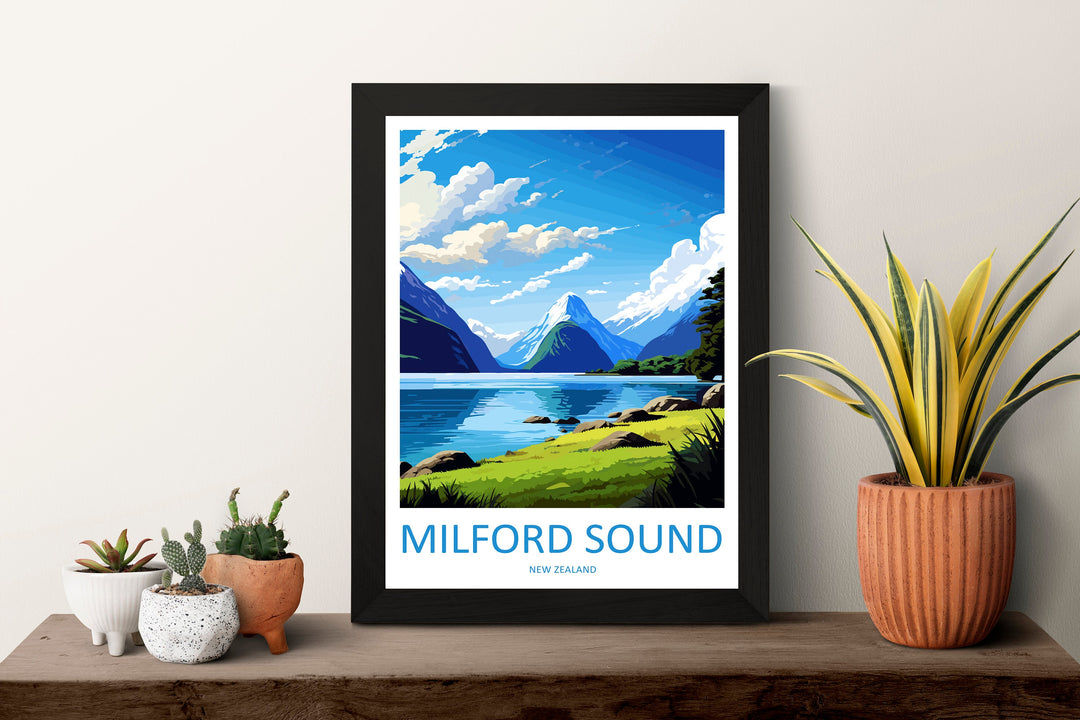 Milford Sound Travel Print Wall Art Milford Sound Wall Hanging Home Décor Milford Sound Gift Art Lovers New Zealand Art Lover Gift