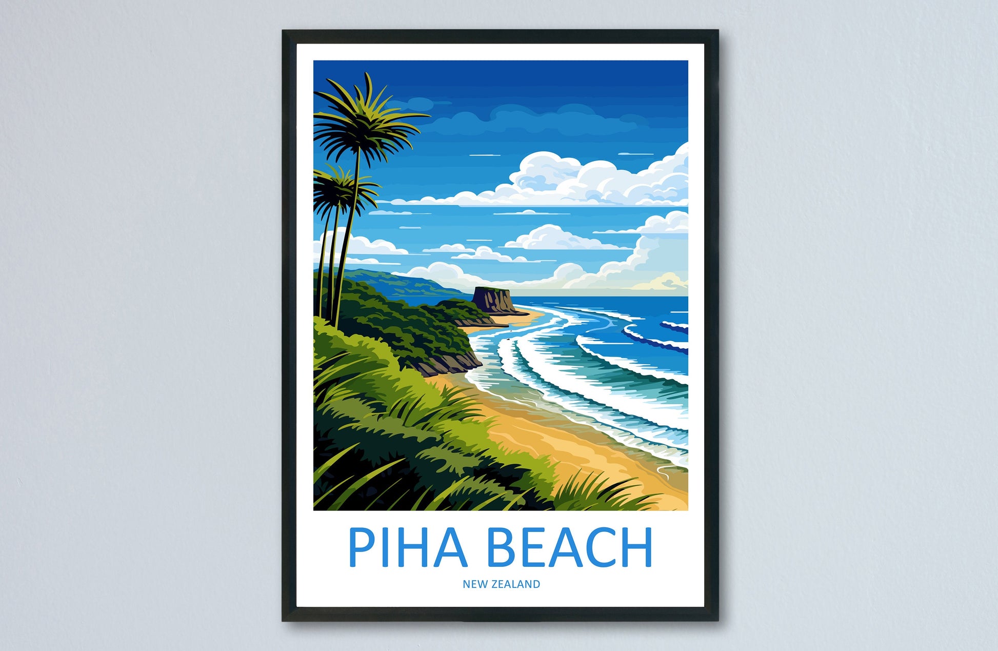 Piha Beach Travel Print Wall Art Piha Beach Wall Hanging Home Décor Piha Beach Gift Art Lovers New Zealand Art Lover Gift Piha Beach Gift