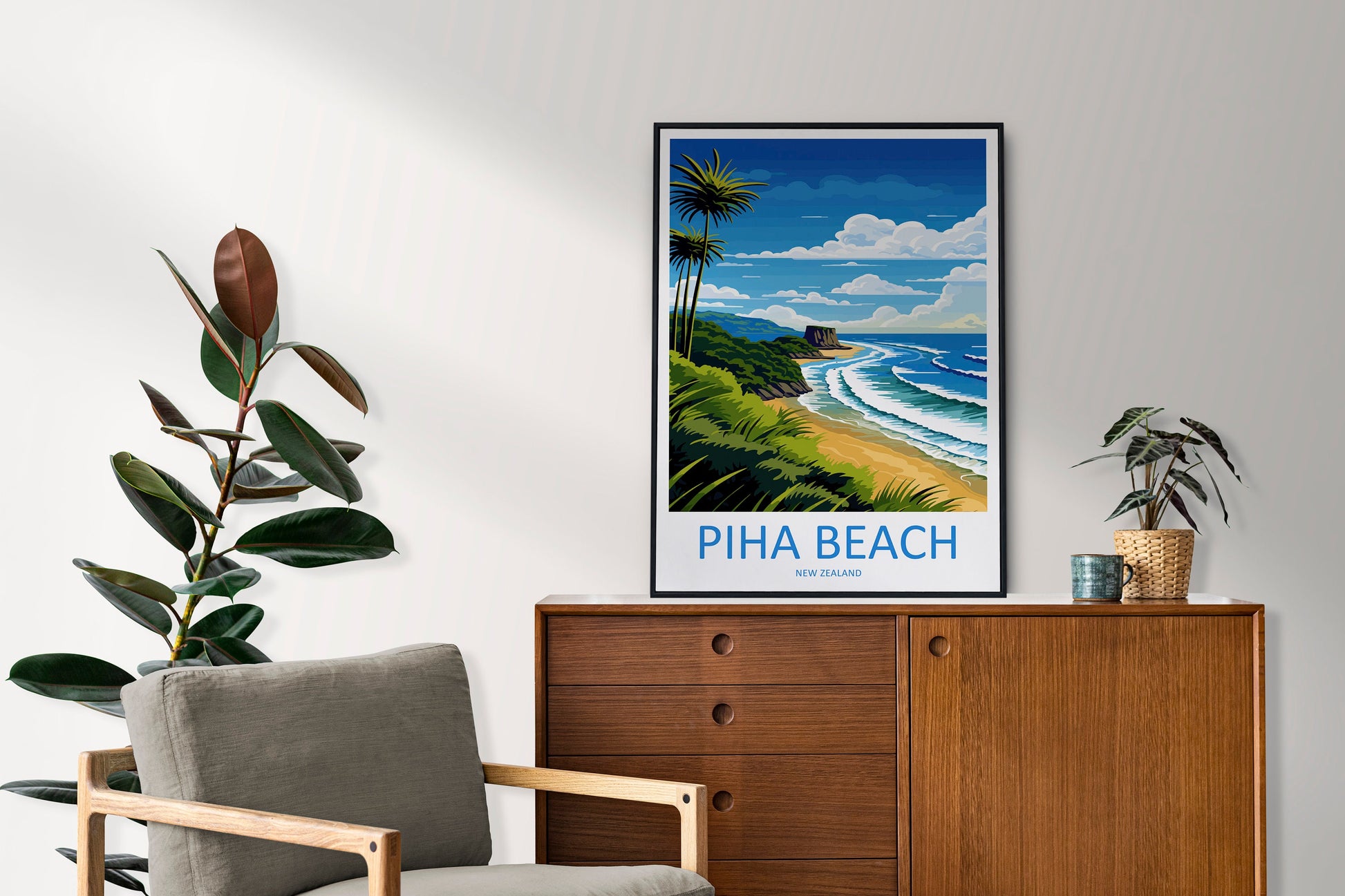 Piha Beach Travel Print Wall Art Piha Beach Wall Hanging Home Décor Piha Beach Gift Art Lovers New Zealand Art Lover Gift Piha Beach Gift