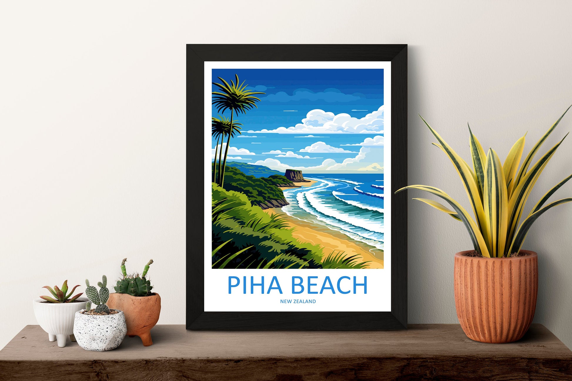 Piha Beach Travel Print Wall Art Piha Beach Wall Hanging Home Décor Piha Beach Gift Art Lovers New Zealand Art Lover Gift Piha Beach Gift