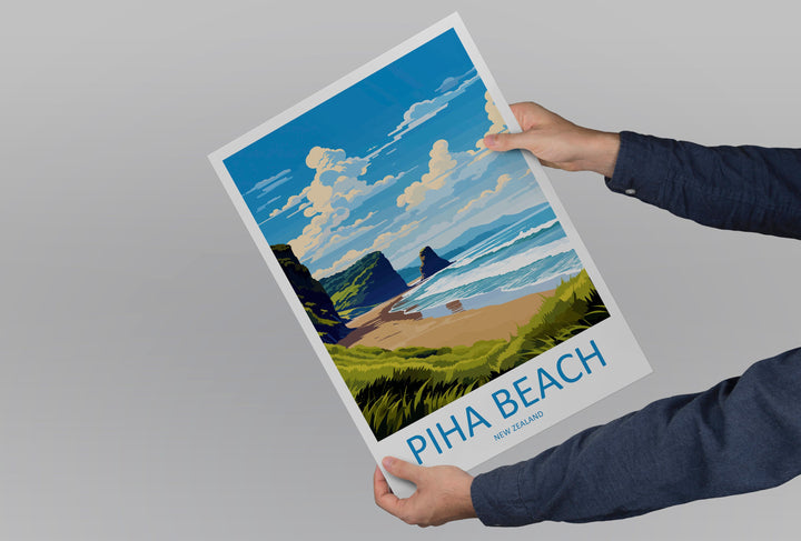 Piha Beach Travel Print Wall Art Piha Beach Wall Hanging Home Décor Piha Beach Gift Art Lovers New Zealand Art Lover Gift Piha Beach Gift