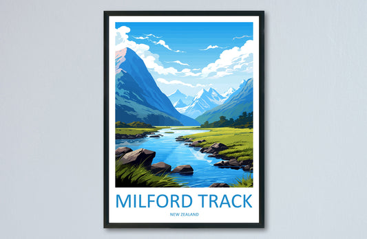Milford Track Travel Print Wall Art Milford Track Wall Hanging Home Décor Milford Track Gift Art Lovers New Zealand Art Lover Gift