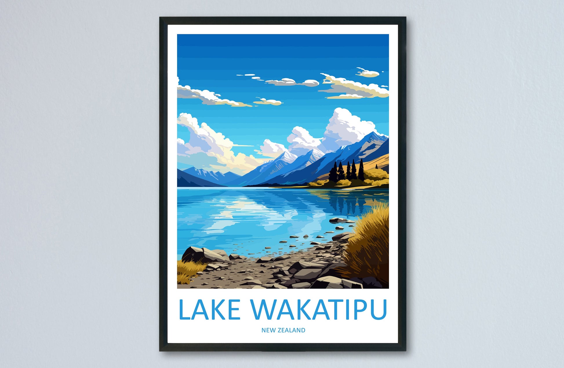 Lake Wakatipu Travel Print Wall Art Lake Wakatipu Wall Hanging Home Décor Lake Wakatipu Gift Art Lovers New Zealand Art Lover Gift