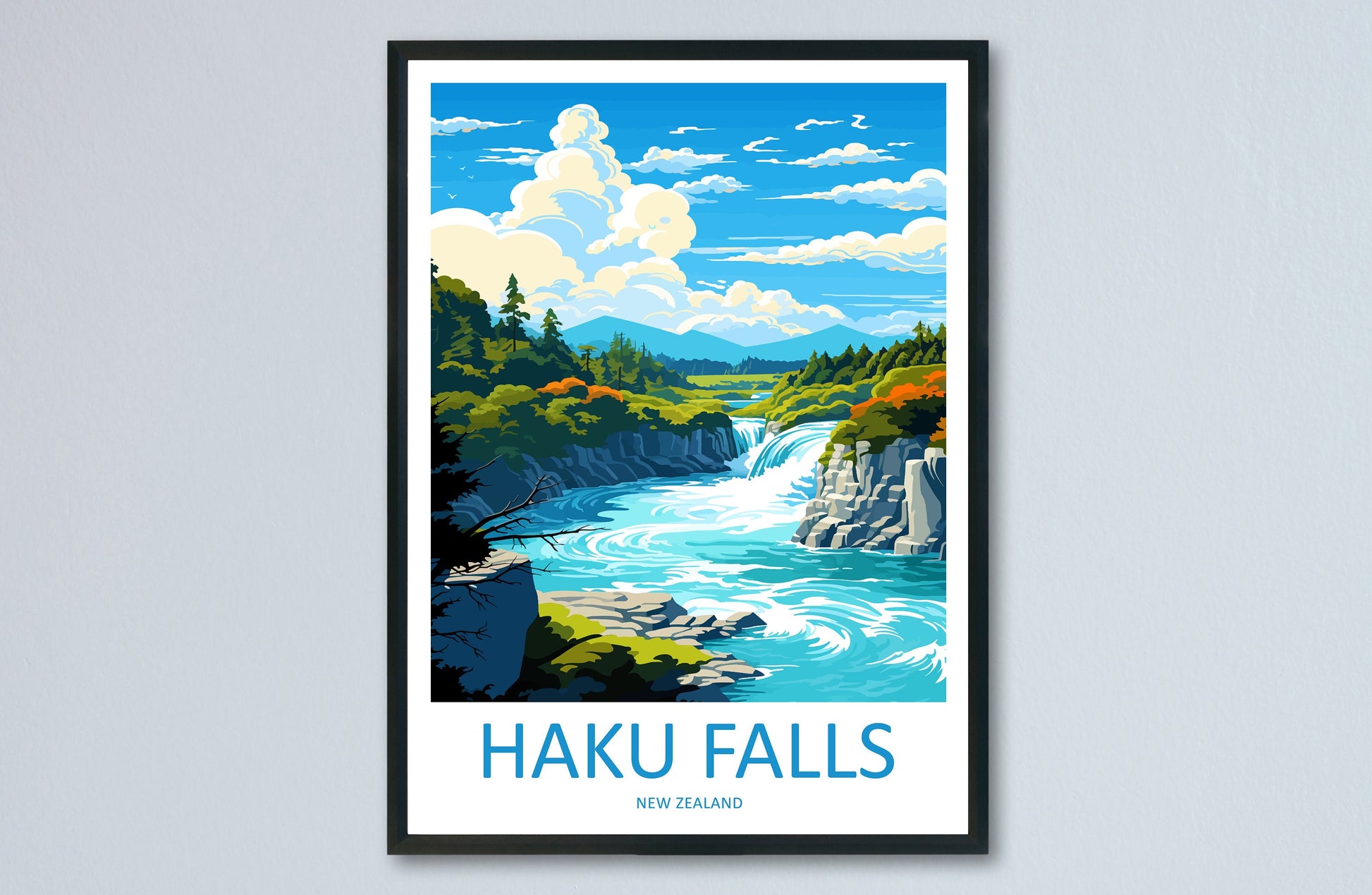 Haku Falls Travel Print Wall Art Haku Falls Wall Hanging Home Décor Haku Falls Gift Art Lovers New Zealand Art Lover Gift