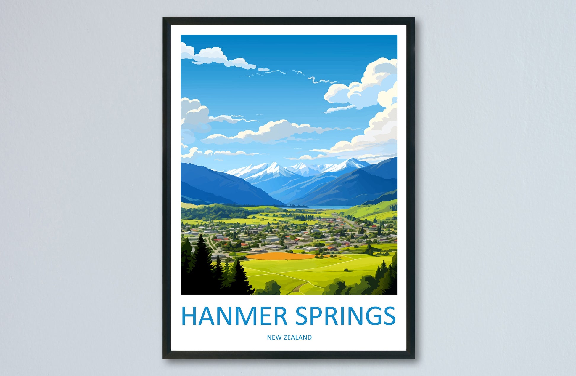 Hamner Springs Travel Print Wall Art Hamner Springs Wall Hanging Home Décor Hamner Springs Gift Art Lovers New Zealand Art Lover