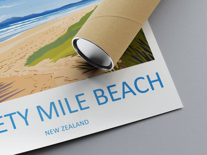 Ninety Mile Beach Travel Print Wall Art Ninety Mile Beach Wall Hanging Home Décor Ninety Mile Beach Gift Art Lovers New Zealand Travel Print