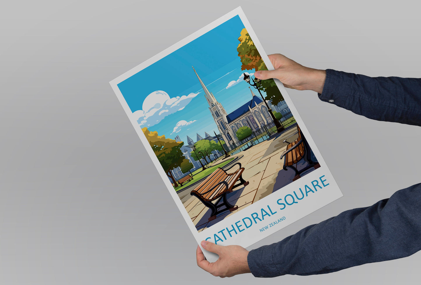 Cathedral Square Travel Print Wall Art Cathedral Square Wall Hanging Home Décor Cathedral Square Gift Art Lovers New Zealand Travel Print