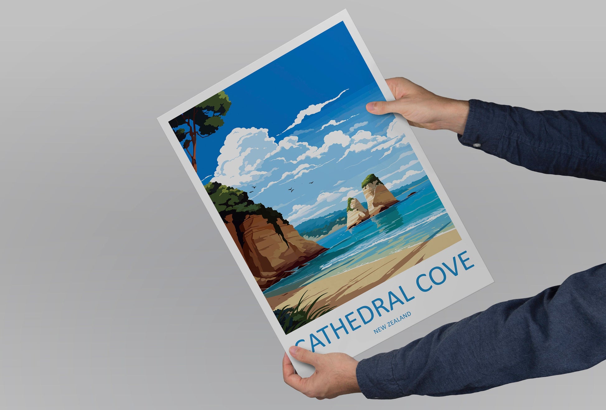 Cathedral Cove Travel Print Wall Art Cathedral Cove Wall Hanging Home Décor Cathedral Cove Gift Art Lovers New Zealand Travel Print