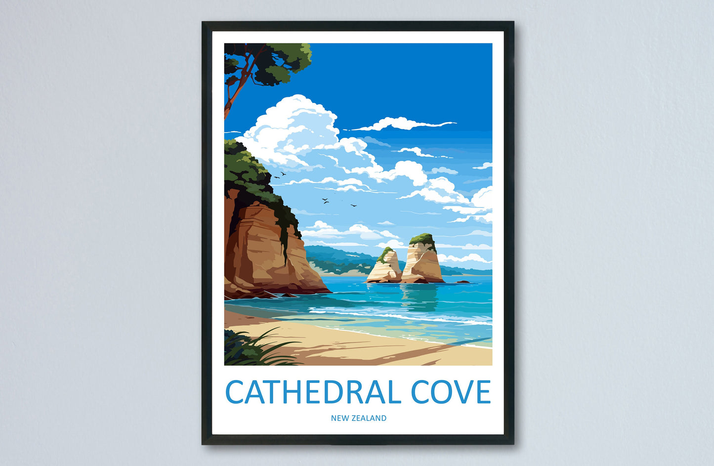 Cathedral Cove Travel Print Wall Art Cathedral Cove Wall Hanging Home Décor Cathedral Cove Gift Art Lovers New Zealand Travel Print