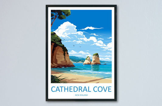 Cathedral Cove Travel Print Wall Art Cathedral Cove Wall Hanging Home Décor Cathedral Cove Gift Art Lovers New Zealand Travel Print
