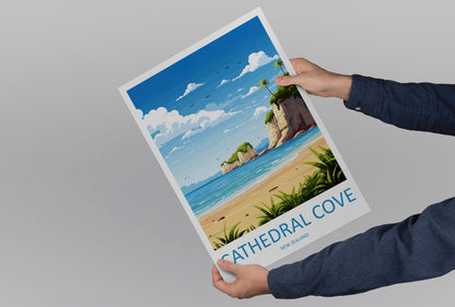 Cathedral Cove Travel Print Wall Art Cathedral Cove Wall Hanging Home Décor Cathedral Cove Gift Art Lovers New Zealand Travel Print