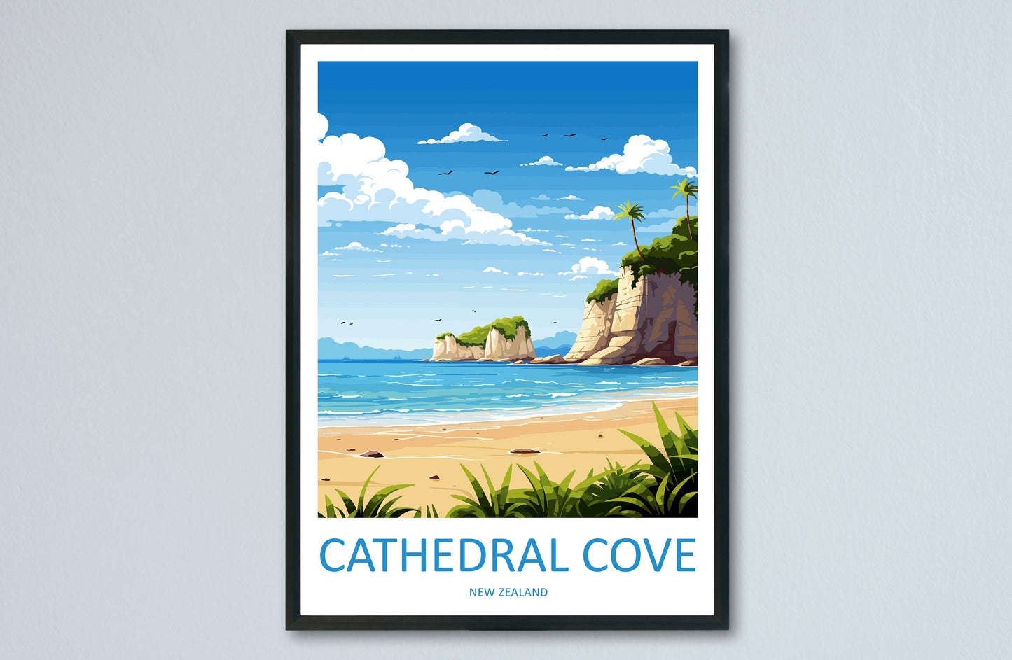 Cathedral Cove Travel Print Wall Art Cathedral Cove Wall Hanging Home Décor Cathedral Cove Gift Art Lovers New Zealand Travel Print