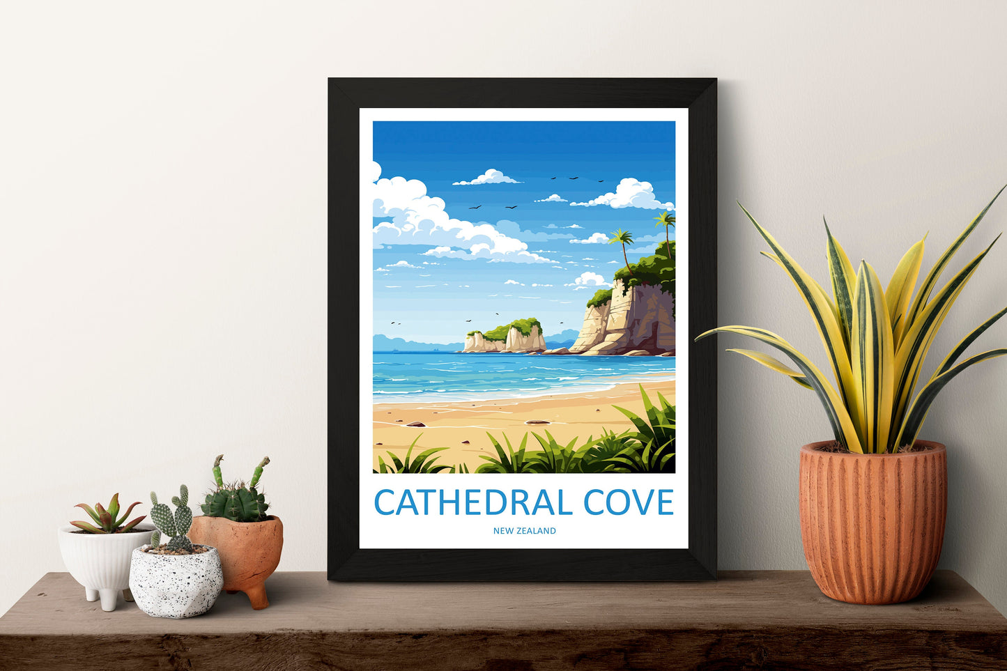 Cathedral Cove Travel Print Wall Art Cathedral Cove Wall Hanging Home Décor Cathedral Cove Gift Art Lovers New Zealand Travel Print
