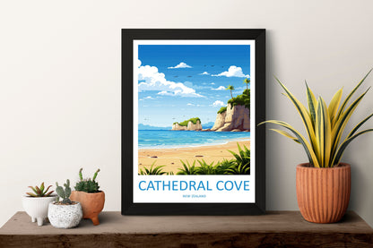 Cathedral Cove Travel Print Wall Art Cathedral Cove Wall Hanging Home Décor Cathedral Cove Gift Art Lovers New Zealand Travel Print