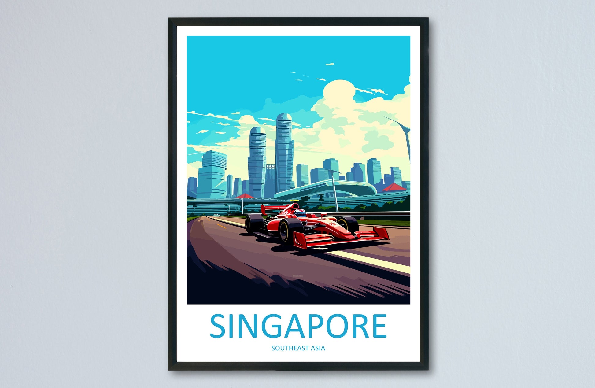 Singapore Travel Print Wall Decor Singapore Circuit Poster Motorsport Travel Print Art Print Racing Illustration Singapore Race car Art