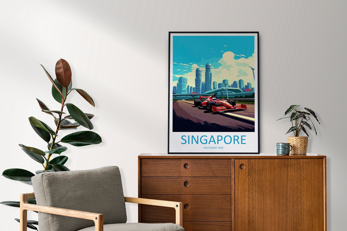 Singapore Travel Print Wall Decor Singapore Circuit Poster Motorsport Travel Print Art Print Racing Illustration Singapore Race car Art