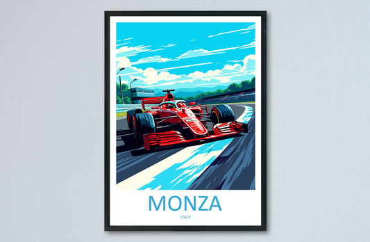 Monza Travel Print Wall Decor Monza Circuit Poster Motorsport Travel Print Art Print Racing Illustration Italy Race car Travel Art