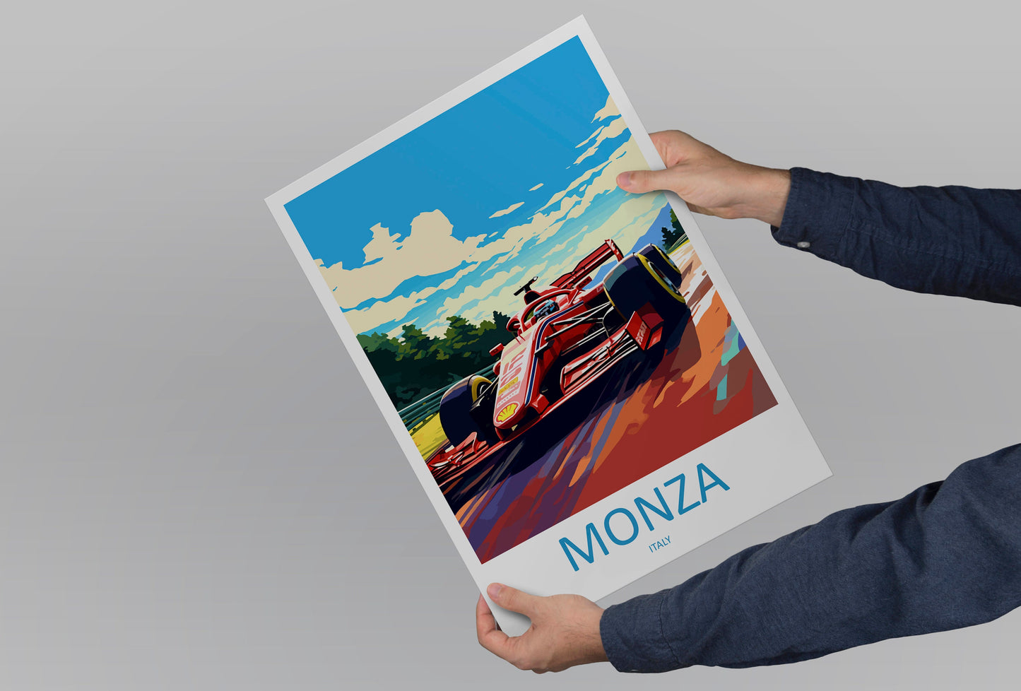 Monza Travel Print Wall Decor Monza Circuit Poster Motorsport Travel Print Art Print Racing Illustration Italy Race car Travel Art