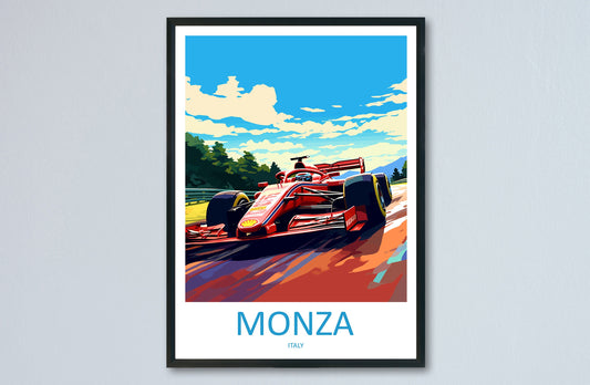 Monza Travel Print Wall Decor Monza Circuit Poster Motorsport Travel Print Art Print Racing Illustration Italy Race car Travel Art
