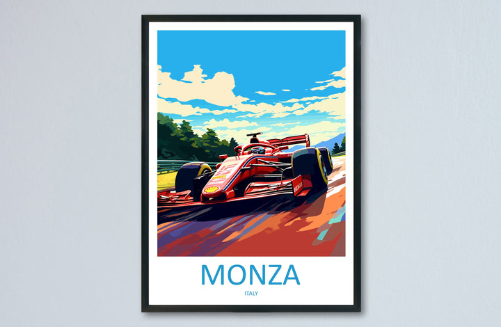 Monza Travel Print Wall Decor Monza Circuit Poster Motorsport Travel Print Art Print Racing Illustration Italy Race car Travel Art