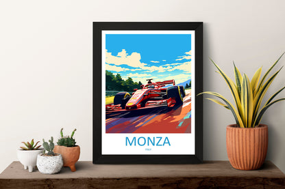 Monza Travel Print Wall Decor Monza Circuit Poster Motorsport Travel Print Art Print Racing Illustration Italy Race car Travel Art