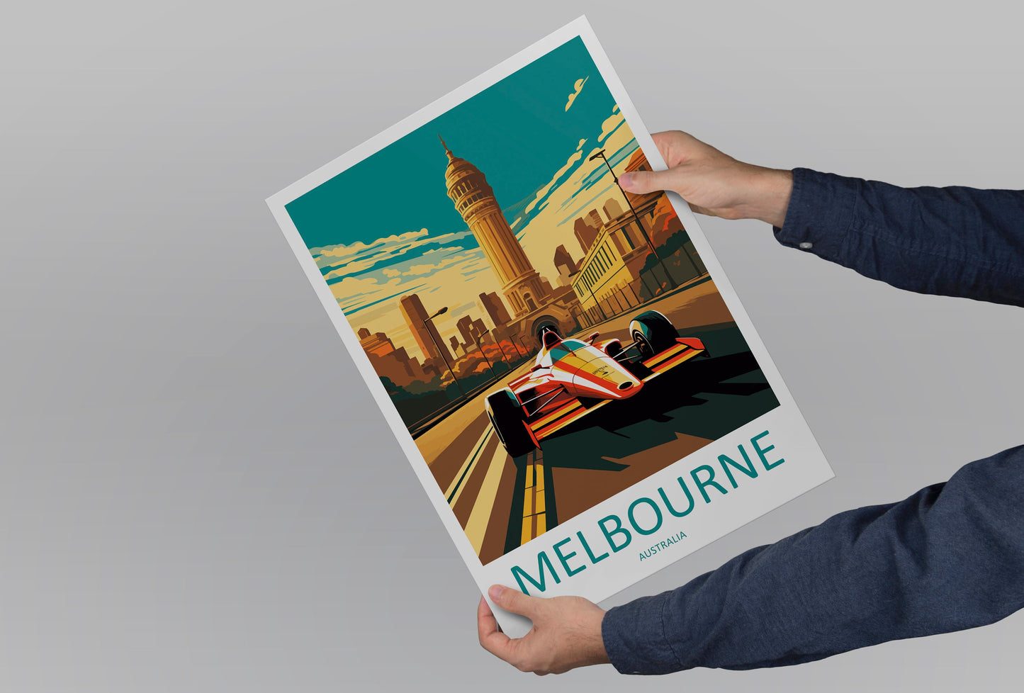 Melbourne Travel Print Wall Decor Melbourne Circuit Poster Motorsport Travel Print Art Print Racing Illustration Australia Race Travel Art