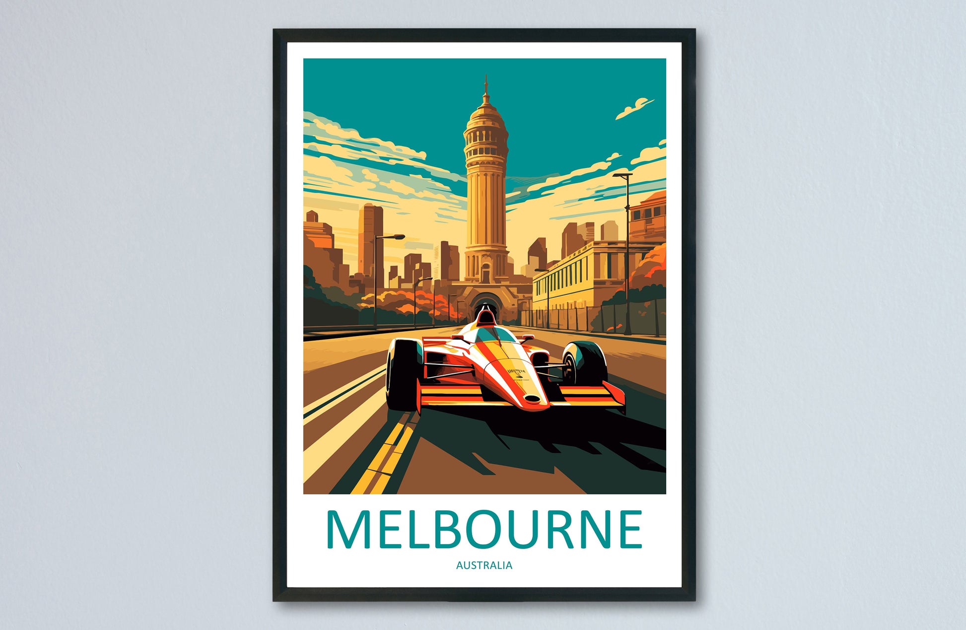 Melbourne Travel Print Wall Decor Melbourne Circuit Poster Motorsport Travel Print Art Print Racing Illustration Australia Race Travel Art