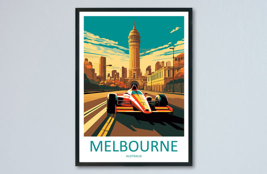 Melbourne Travel Print Wall Decor Melbourne Circuit Poster Motorsport Travel Print Art Print Racing Illustration Australia Race Travel Art