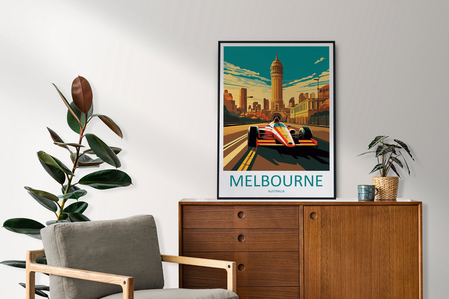 Melbourne Travel Print Wall Decor Melbourne Circuit Poster Motorsport Travel Print Art Print Racing Illustration Australia Race Travel Art
