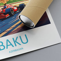 Baku Travel Print Wall Decor Baku Circuit Poster Motorsport Travel Print Art Print Racing Illustration Azerbaijan Race car Travel Art