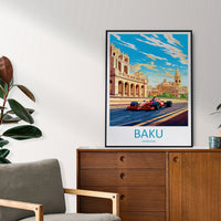Baku Travel Print Wall Decor Baku Circuit Poster Motorsport Travel Print Art Print Racing Illustration Azerbaijan Race car Travel Art