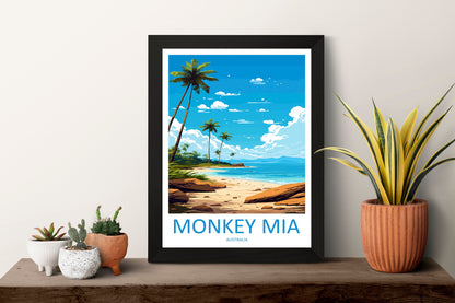 Monkey Mia Travel Print Wall Art Monkey Mia Wall Hanging Home Décor Monkey Mia Gift Art Lovers Wall Art Australia Poster Deco