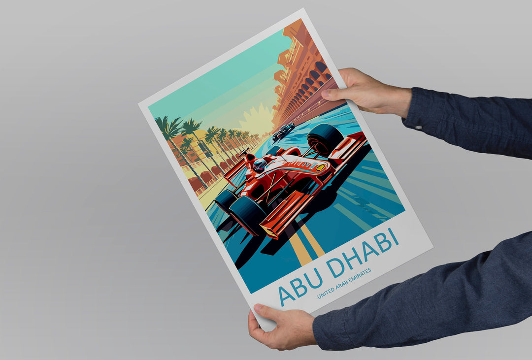 Abu Dhabi Travel Print Wall Decor Abu Dhabi Circuit Poster Motorsport Travel Print Art Print Racing Illustration UAE Race car Travel Art
