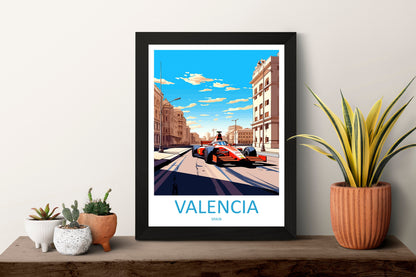 Valencia Travel Print Wall Decor Valencia Circuit Poster Motorsport Travel Print Art Print Racing Illustration Spain Race car Travel Art