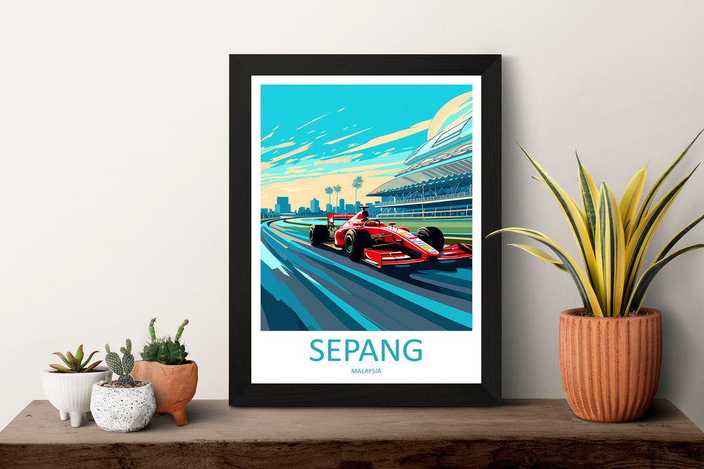 Sepang Travel Print Wall Decor Sepang Circuit Poster Motorsport Travel Print Art Print Racing Illustration Malaysia Race car Travel Art