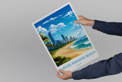 Surfers Paradise Beach Travel Print Wall Art Surfers Paradise Wall Hanging Home Décor Surfers Paradise Gift Art Lovers Australia Art Lover