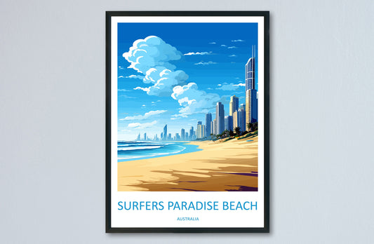 Surfers Paradise Beach Travel Print Wall Art Surfers Paradise Wall Hanging Home Décor Surfers Paradise Gift Art Lovers Australia Art Lover
