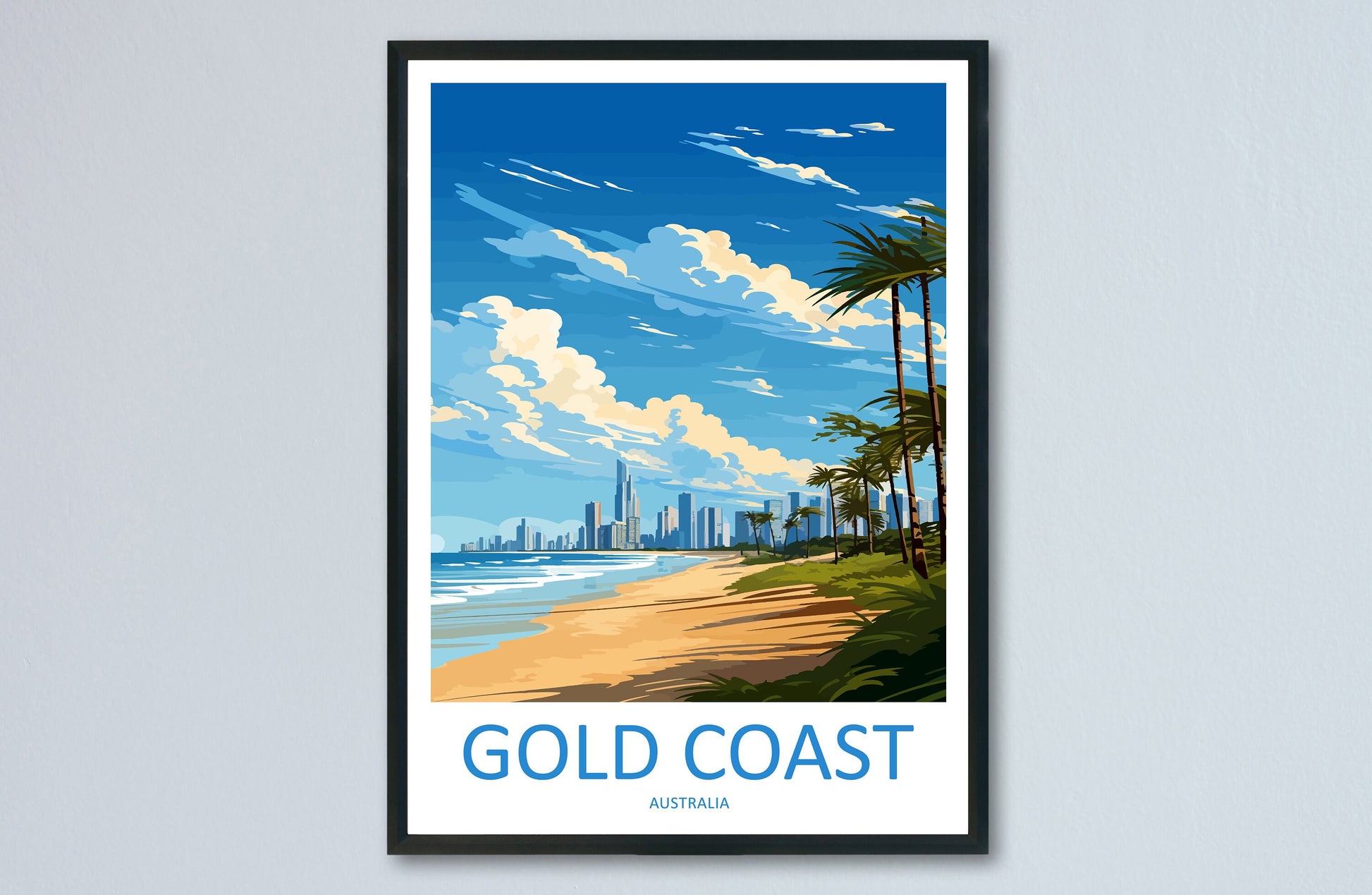 Gold Coast Travel Print Wall Art Gold Coast Wall Hanging Home Décor Gold Coast Gift Art Lovers Wall Art Australia Poster Deco