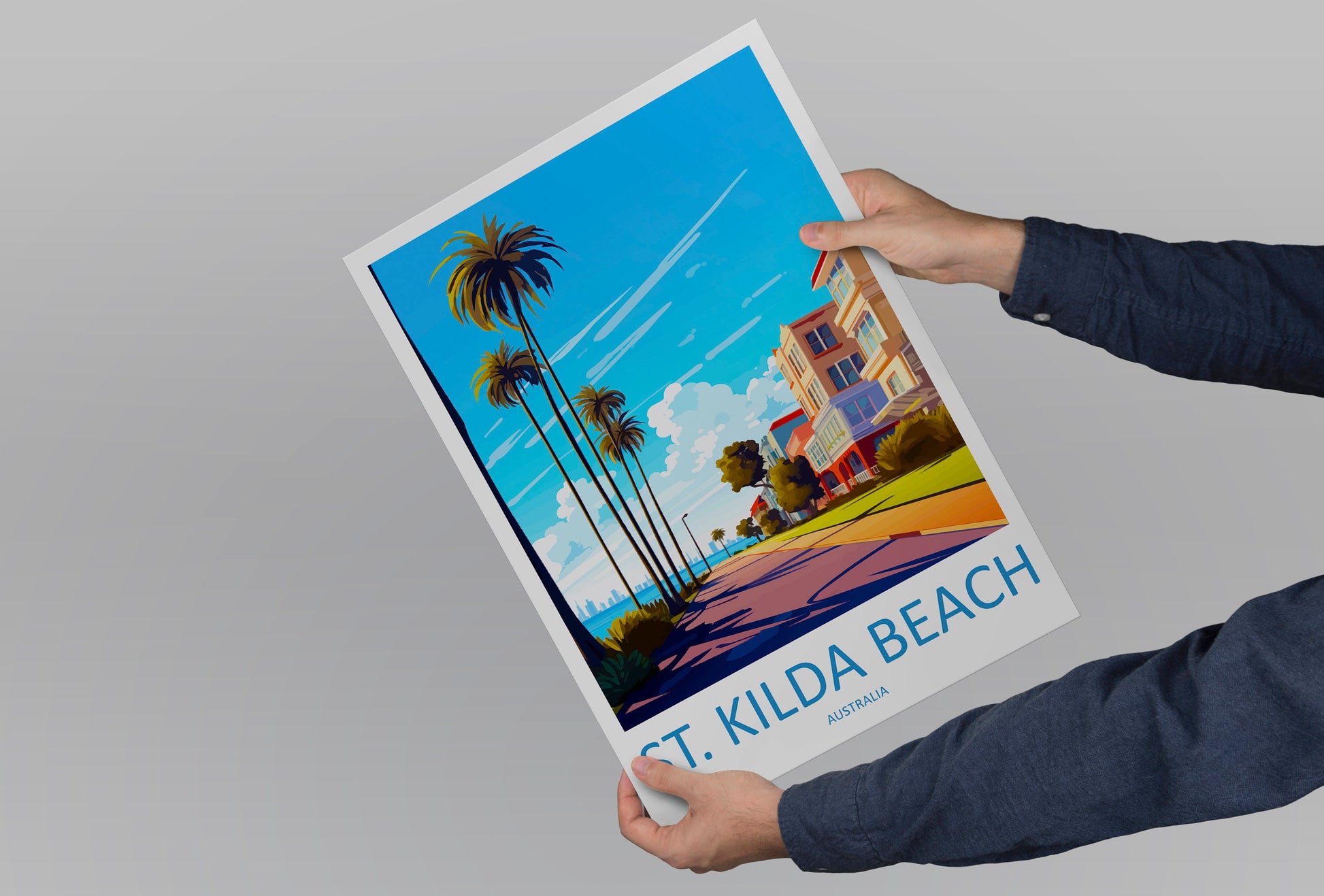 St Kilda Beach Travel Print Wall Art St Kilda Beach Wall Hanging Home Décor St Kilda Beach Gift Art Lovers Wall Art Australia Poster Deco